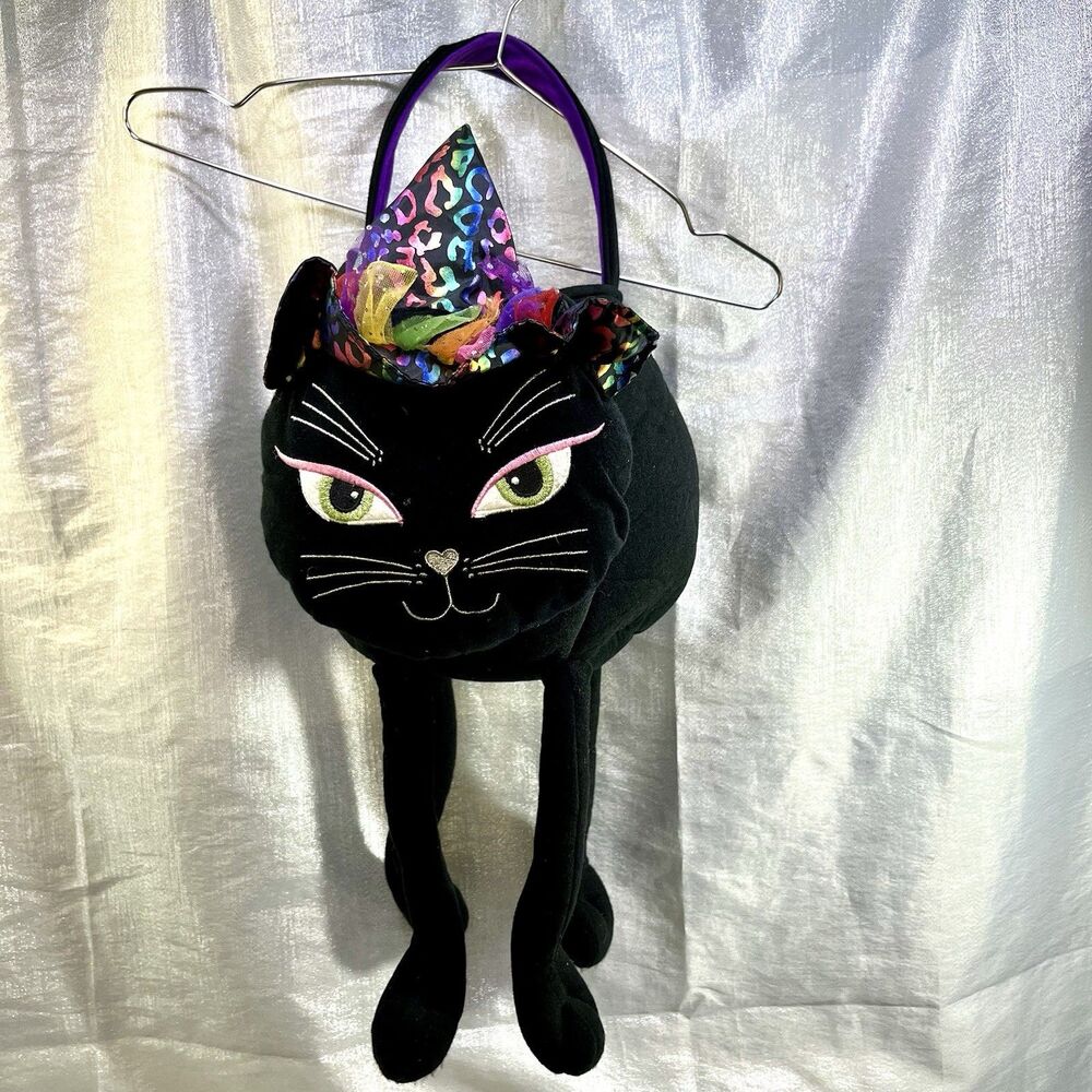 HALLOWEEN Vintage Witch Black Cat Plush The Children's Place SOUNDS treat bag